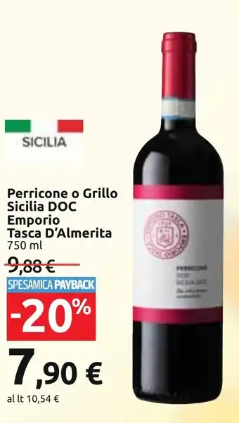 Carrefour Perricone o Grillo Sicilia DOC Emporio Tasca D'Almerita 750 ml offerta