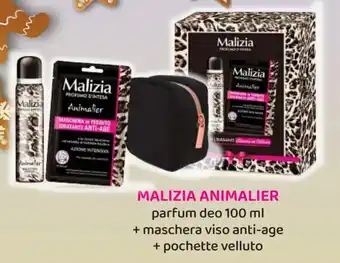 Acqua & Sapone MALIZIA ANIMALIER parfum deo 100 ml + maschera viso anti-age + pochette velluto offerta