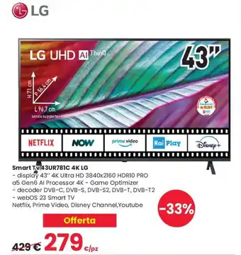 Interspar Smart TV 43UR781C 4K LG offerta