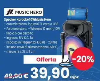 Interspar Speaker Karaoke 10W Music Hero offerta