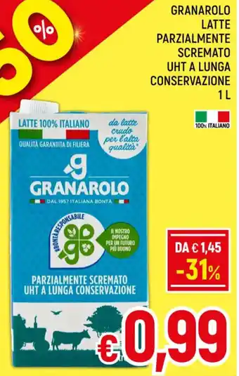 A&O GRANAROLO LATTE PARZIALMENTE SCREMATO UHT A LUNGA CONSERVAZIONE 1L offerta