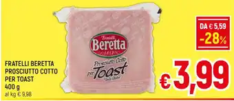 A&O FRATELLI BERETTA PROSCIUTTO COTTO PER TOAST 400 g offerta