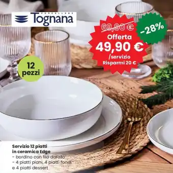 Interspar Tognana Servizio 12 piatti in ceramica Edge offerta
