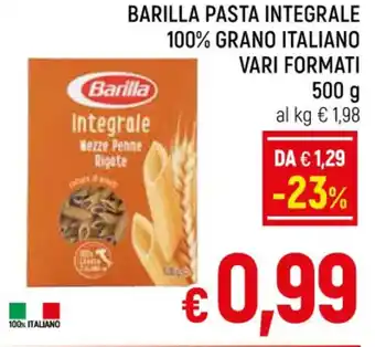 Famila Market BARILLA PASTA INTEGRALE 100% GRANO ITALIANO VARI FORMATI 500 g offerta