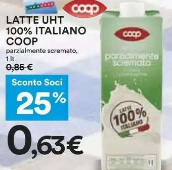 Coop Coop Latte Uht 100% Italiano Parzialmente Scremato offerta