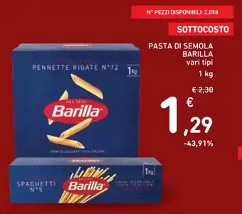 Spazio Conad PASTA DI SEMOLA BARILLA vari tipi 1 kg offerta