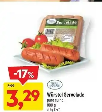 DPiù Servelade Terre Sapienti Wurstel Puro Suino offerta
