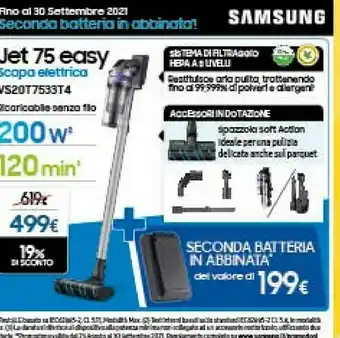 Euronics Samsung Jet 75 Pet Senza Sacchetto Colore Menta, Argento offerta