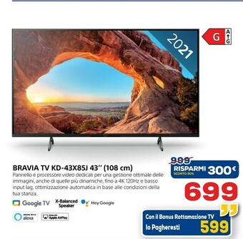 Euronics Sony Bravia TV KD-4385J 43" offerta