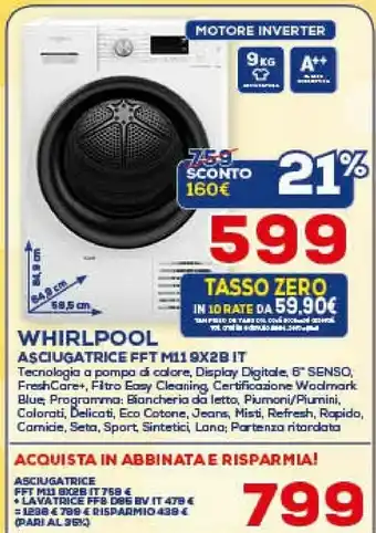 Euronics Whirlpool M119X2BIT Asciugatrice offerta