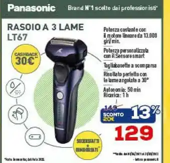 Euronics Panasonic Rasoio A 3 Lame LT67 offerta