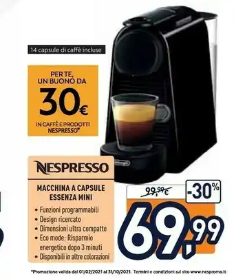 Unieuro Nespresso Macchina A Capsule Essenza Mini offerta