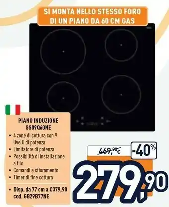 Unieuro Ignis GS 09Q60 NE Nero Da Incasso 60 Cm A Induzione 4 Fornello(i) offerta