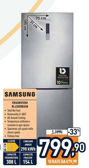 Unieuro Samsung RL435ERBAS8 Frigorifero Con Congelatore Libera Installazione E Acciaio Inossidabile offerta