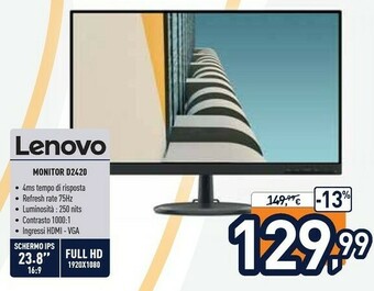 Unieuro Lenovo Monitor D2420 offerta