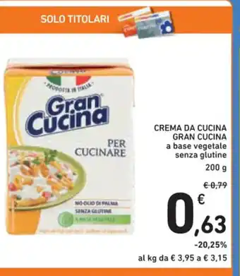 CREMA DA CUCINA GRAN CUCINA a base vegetale senza glutine 200 g