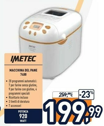 Unieuro Imetec Macchina Del Pane 7488 offerta