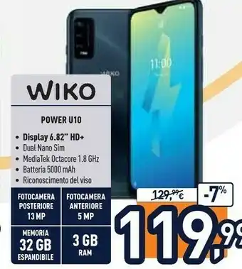 Unieuro Wiko Power U10 Display 6.82" HD+ offerta