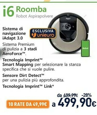 Unieuro Roomba I6 Sistema Di Navigazione IAdapt 3.0 offerta