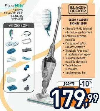 Black & Decker Scopa A Vapore BHSM1615DSG