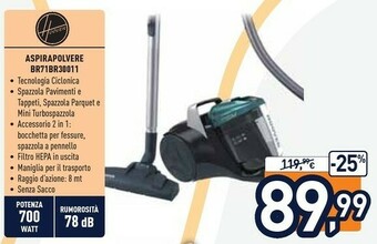 Unieuro Hoover Aspirapolvere BR71BR30011 offerta