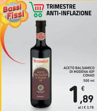 Spazio Conad ACETO BALSAMICO DI MODENA IGP CONAD 500 ml offerta