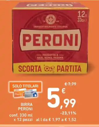 BIRRA PERONI conf. 330 ml x 12 pezzi