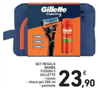 SET REGALO BARBA FUSION 5 GILLETTE - rasoio - shave gel 200 ml - pochette