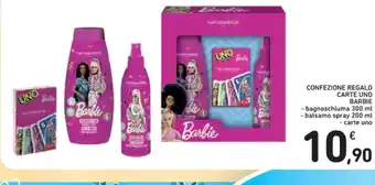 Spazio Conad CONFEZIONE REGALO CARTE UNO BARBIE - bagnoschiuma 300 ml offerta