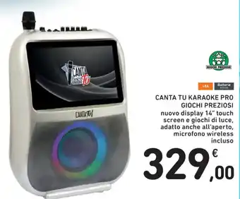 Spazio Conad CANTA TU KARAOKE PRO GIOCHI PREZIOSI nuovo display 14" touch screen e giochi di luce, offerta