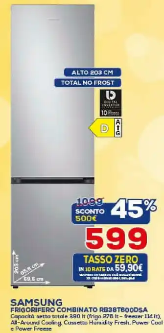 Euronics Samsung RB3ET602DSA Frigorifero Con Congelatore Libera Installazione 385 L Acciaio Inossidabile offerta