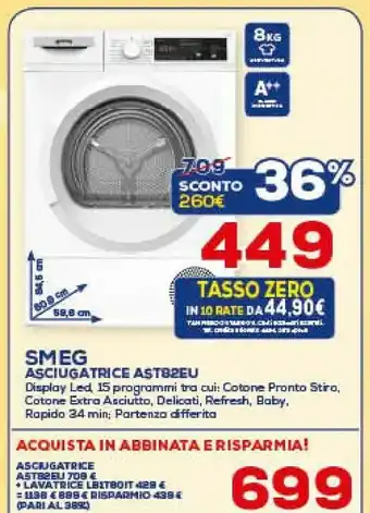 Euronics Smeg AST82EU Asciugatrice offerta