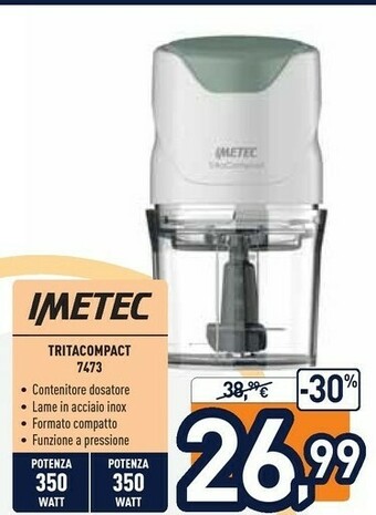 Unieuro Imetec TritaCompact Tritaverdure Elettrico 0,4 L Verde, Bianco 350 W offerta