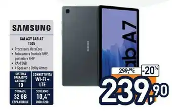 Unieuro Samsung Galaxy Tab A7 32 GB 26,4 Cm (10.4") 3 GB Wi-Fi 5 (802.11ac) Grigio offerta
