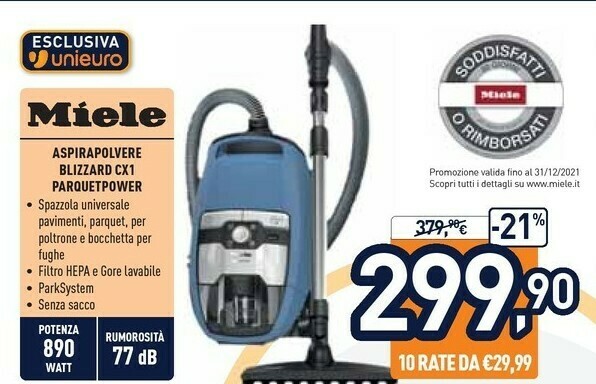 Miele Aspirapolvere Blizzard CX1 Parquet Power offerta di Unieuro