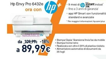 Unieuro HP Envy Pro 6432e offerta