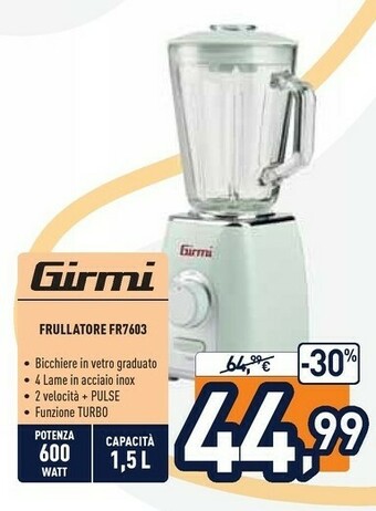 Unieuro Girmi Frullatore FR7603 offerta