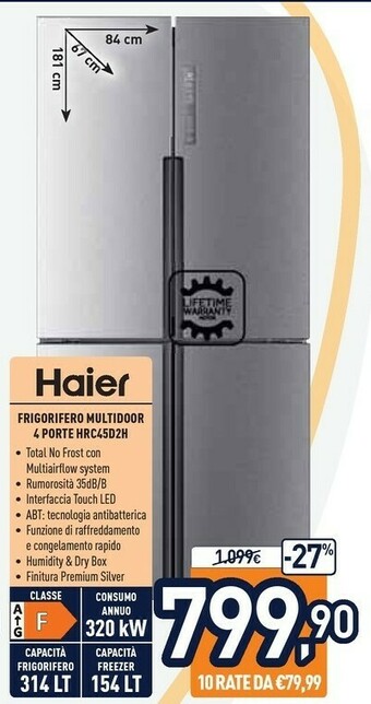 Unieuro Haier Frigorifero Multidoor 4 Porte HRC45D2H offerta