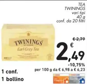 Spazio Conad TEA TWININGS vari tipi 40 g conf. da 20 filtri offerta