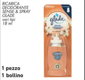 Spazio Conad RICARICA DEODORANTE SENSE & SPRAY GLADE vari tipi 18 ml offerta