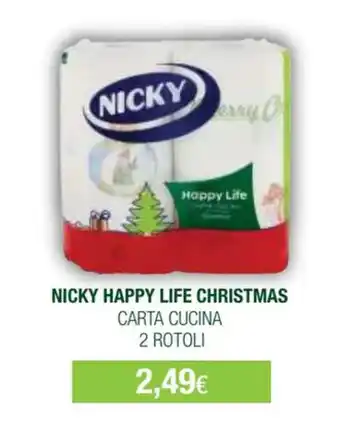 Acqua & Sapone NICKY HAPPY LIFE CHRISTMAS CARTA CUCINA 2 ROTOLI offerta