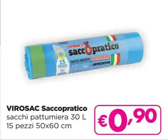 Acqua & Sapone VIROSAC Saccopratico sacchi pattumiera 30 L 15 pezzi 50x60 cm offerta
