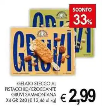 PrestoFresco GELATO STECCO AL PISTACCHIO/CROCCANTE GRUVI SAMMONTANA X4 GR 240 offerta