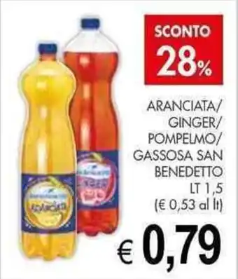 PrestoFresco ARANCIATA/ GINGER/ POMPELMO/ GASSOSA SAN BENEDETTO LT 1,5 offerta