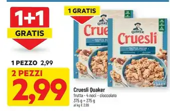 DPiù Quaker - Cruesli Frutta offerta