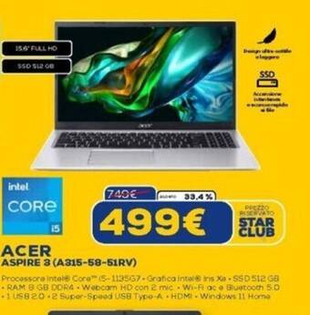 Euronics ACER ASPIRE 3 (A315-58-51RV) offerta