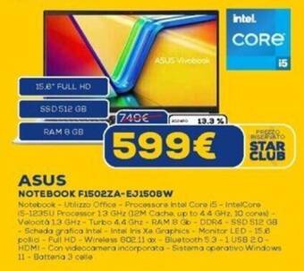Euronics ASUS NOTEBOOK F1502ZA-EJ1508W offerta