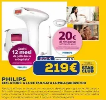 Euronics PHILIPS EPILATORE A LUCE PULSATA LUMEA BRI920/00 offerta