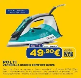 Euronics POLTI VAPORELLA QUICK & COMFORT QC120 offerta