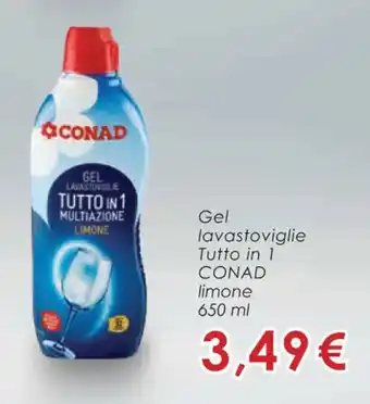 Gel lavastoviglie Tutto in 1 CONAD limone 650 ml